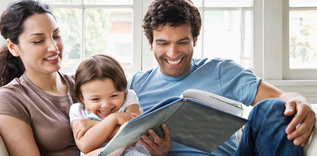 young family reading